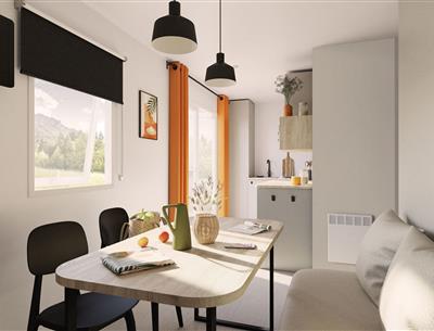 Moderne woonkamer cottage voor 2 personen met televisie en comfortabele bank